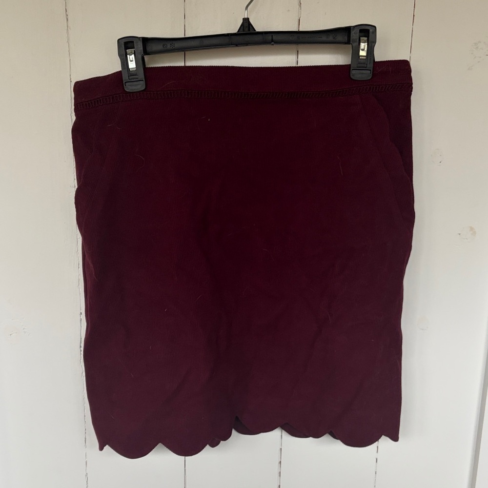 Skies Are Blue Maroon Corduroy Skirt